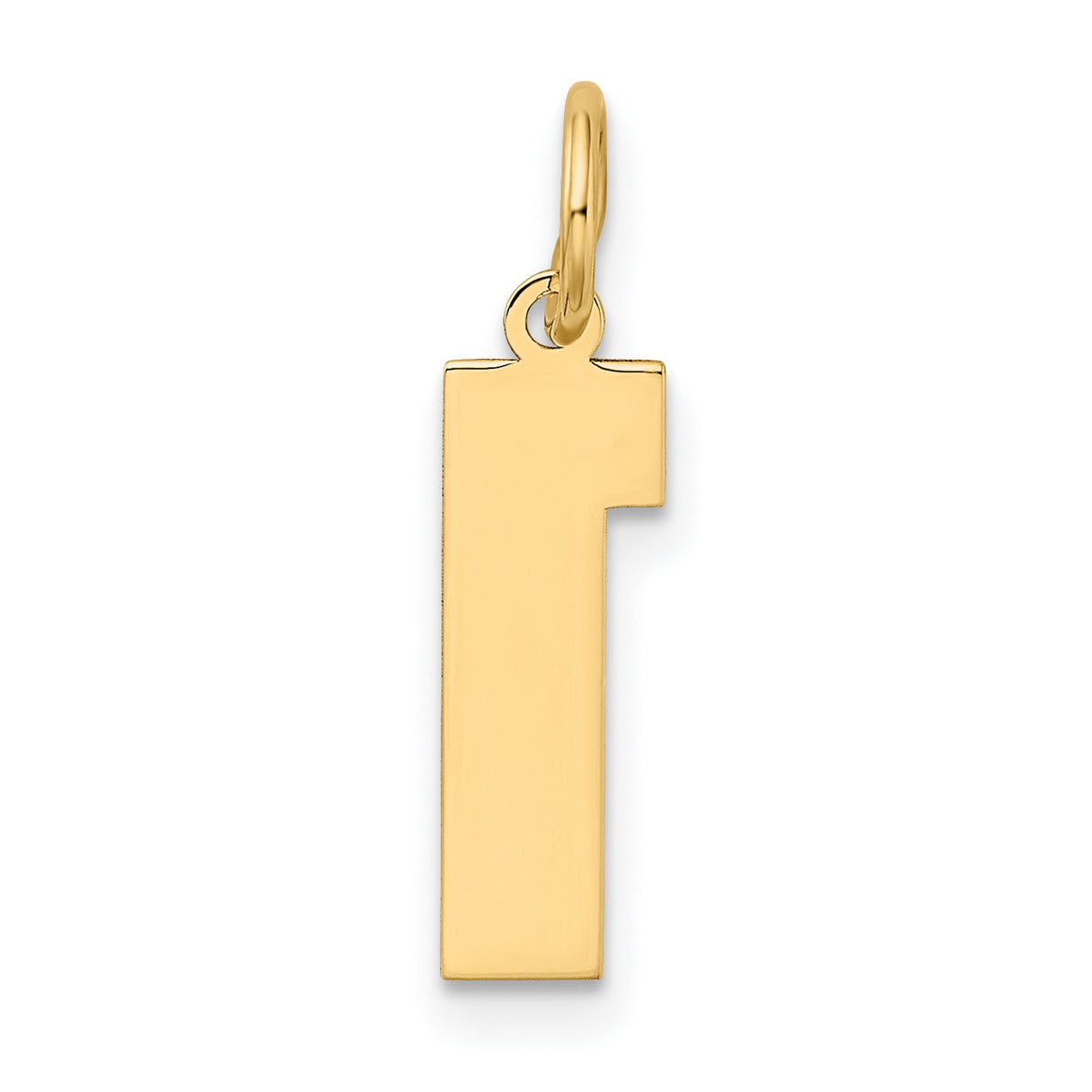10k Yellow Gold Number One Pendant with Matte Finish and Polished Border