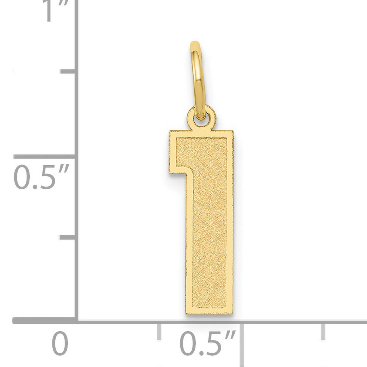 10k Yellow Gold Number One Pendant with Matte Finish and Polished Border
