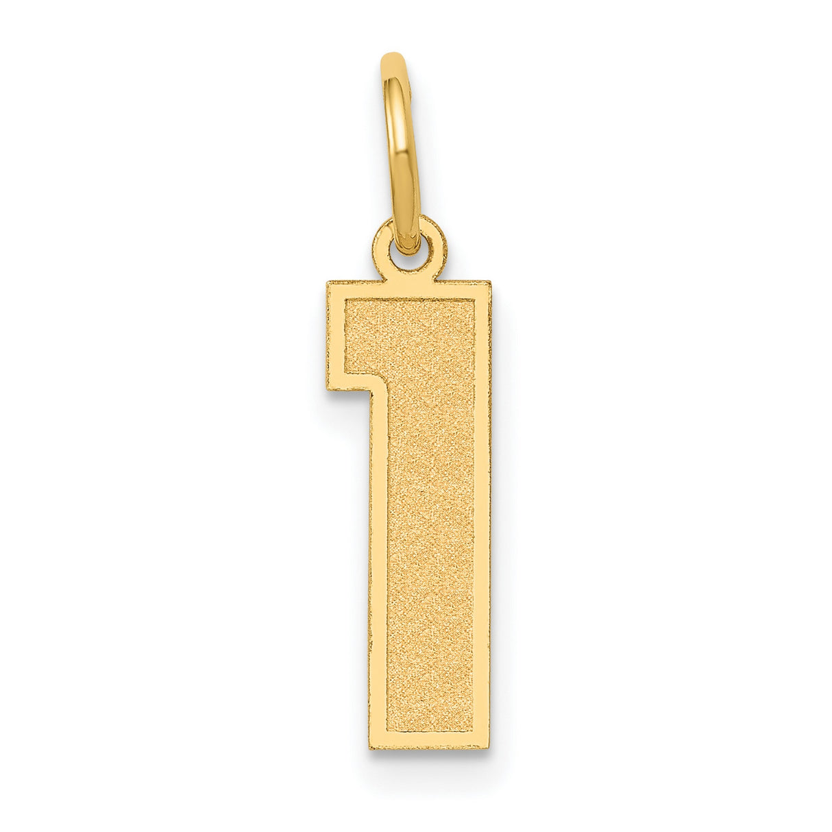10k Yellow Gold Number One Pendant with Matte Finish and Polished Border