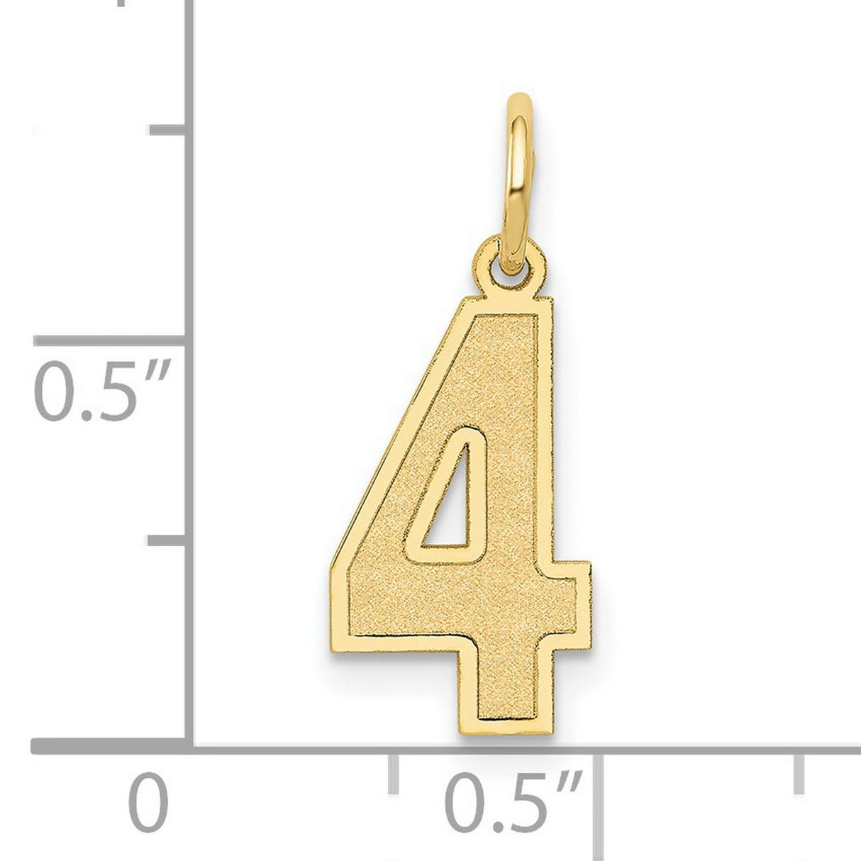 Medium Satin Number 4 Charm Pendant in Real 10k Yellow Gold