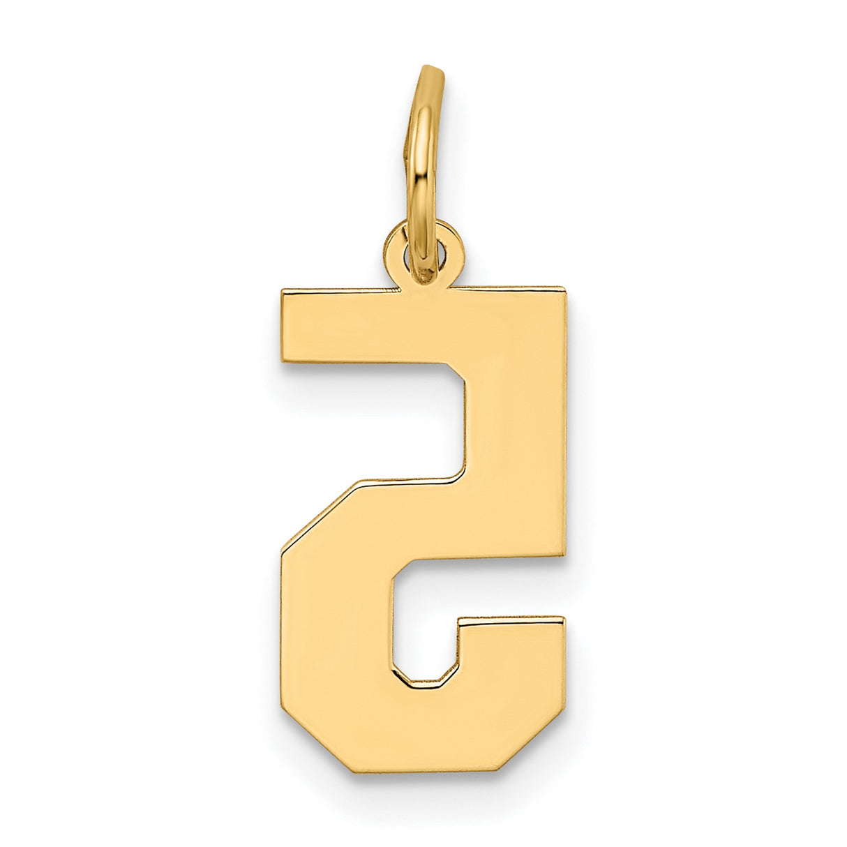 10k Yellow Gold Number 5 Pendant Charm, Bold Block Numeral Design, Unisex Jewelry