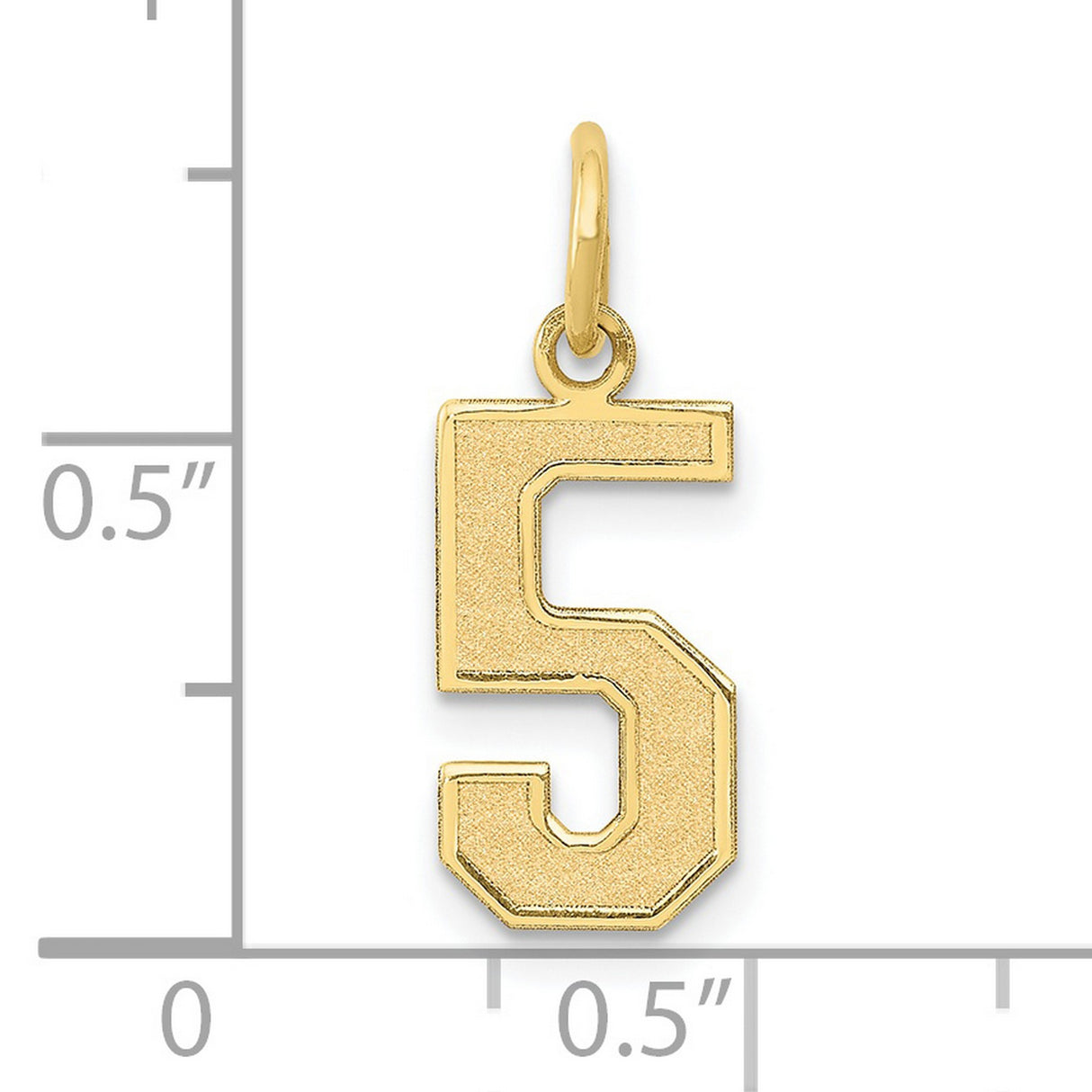 10k Yellow Gold Number 5 Pendant Charm, Bold Block Numeral Design, Unisex Jewelry