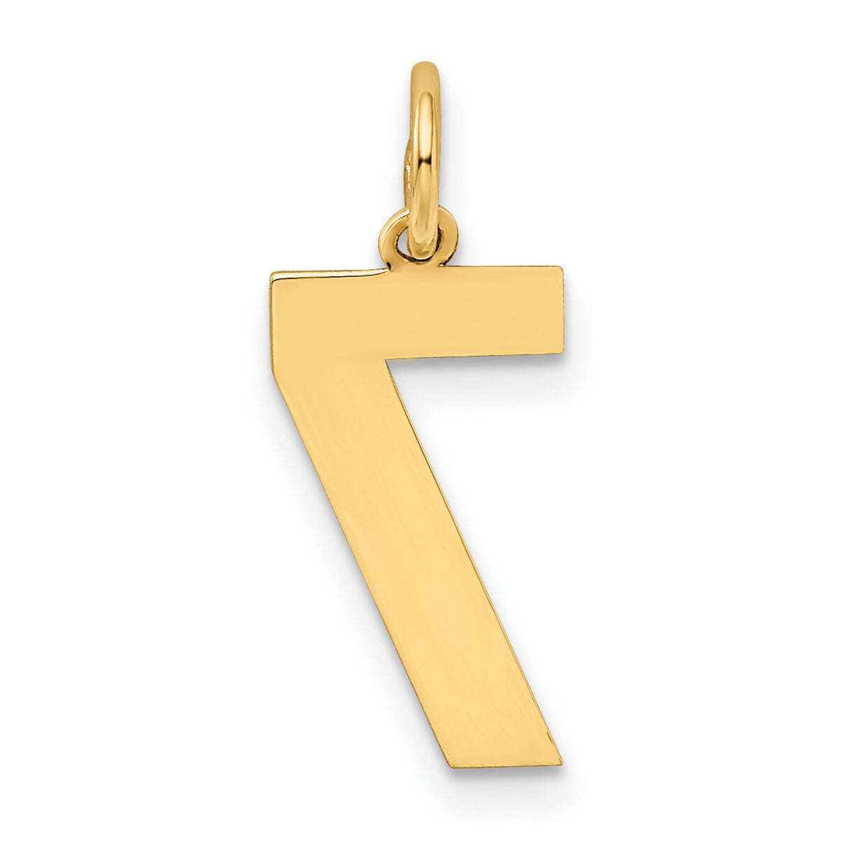 10k Yellow Gold Number 7 Pendant with Textured Design and Polished Edges