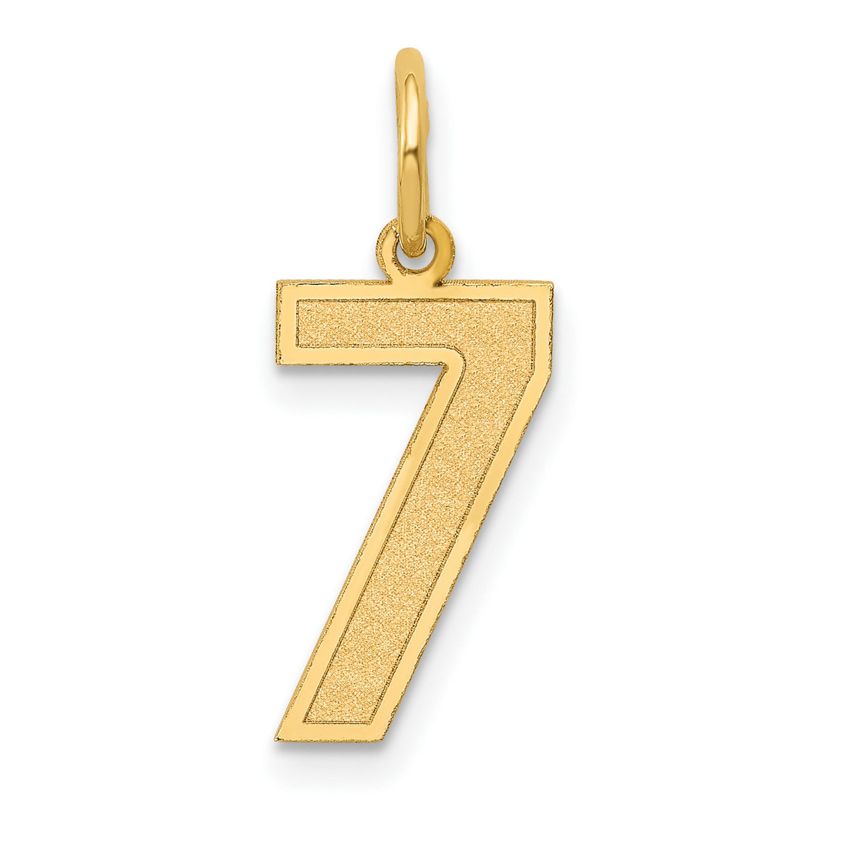 10k Yellow Gold Number 7 Pendant with Textured Design and Polished Edges