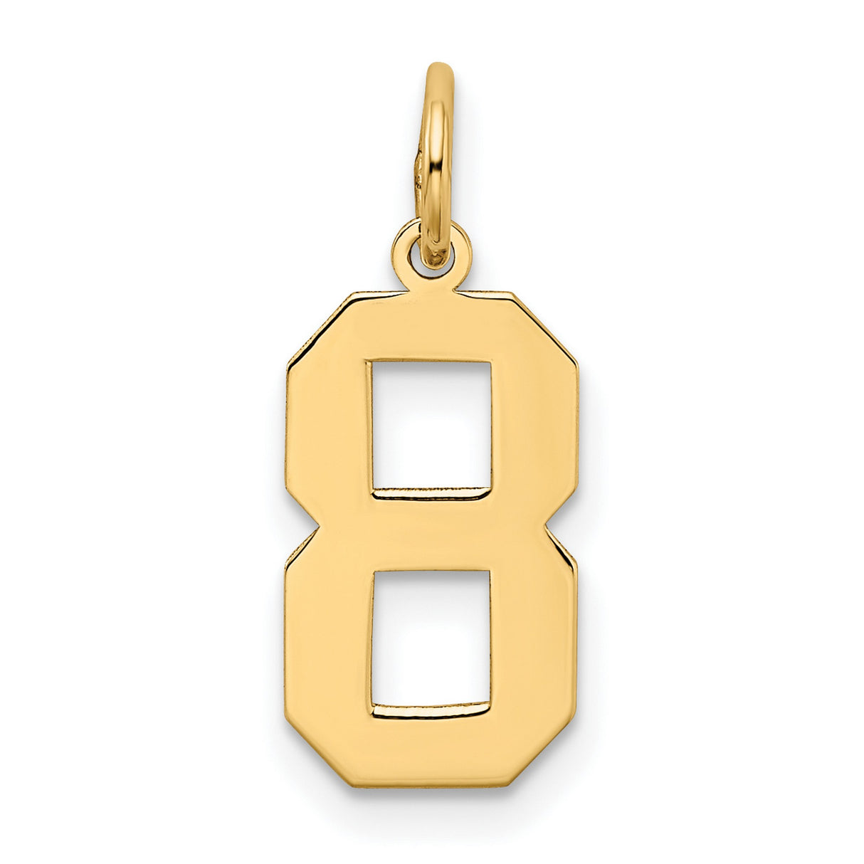 10k Yellow Gold Number 8 Pendant Charm, Textured Block Style Numerology Jewelry