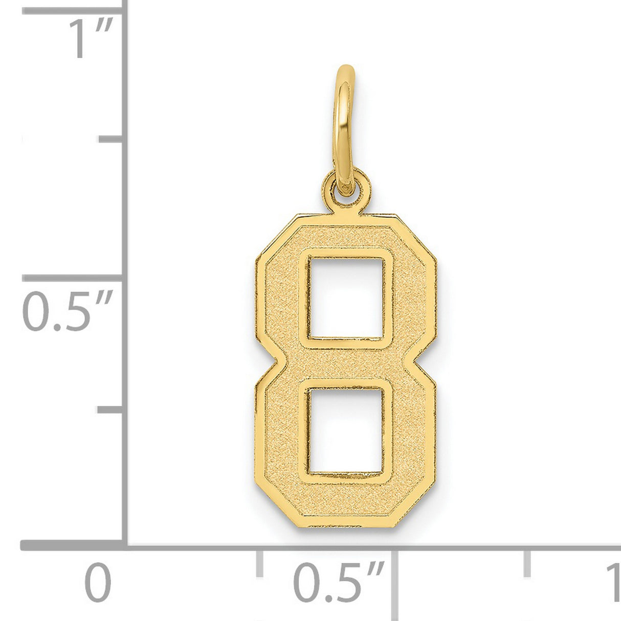 10k Yellow Gold Number 8 Pendant Charm, Textured Block Style Numerology Jewelry