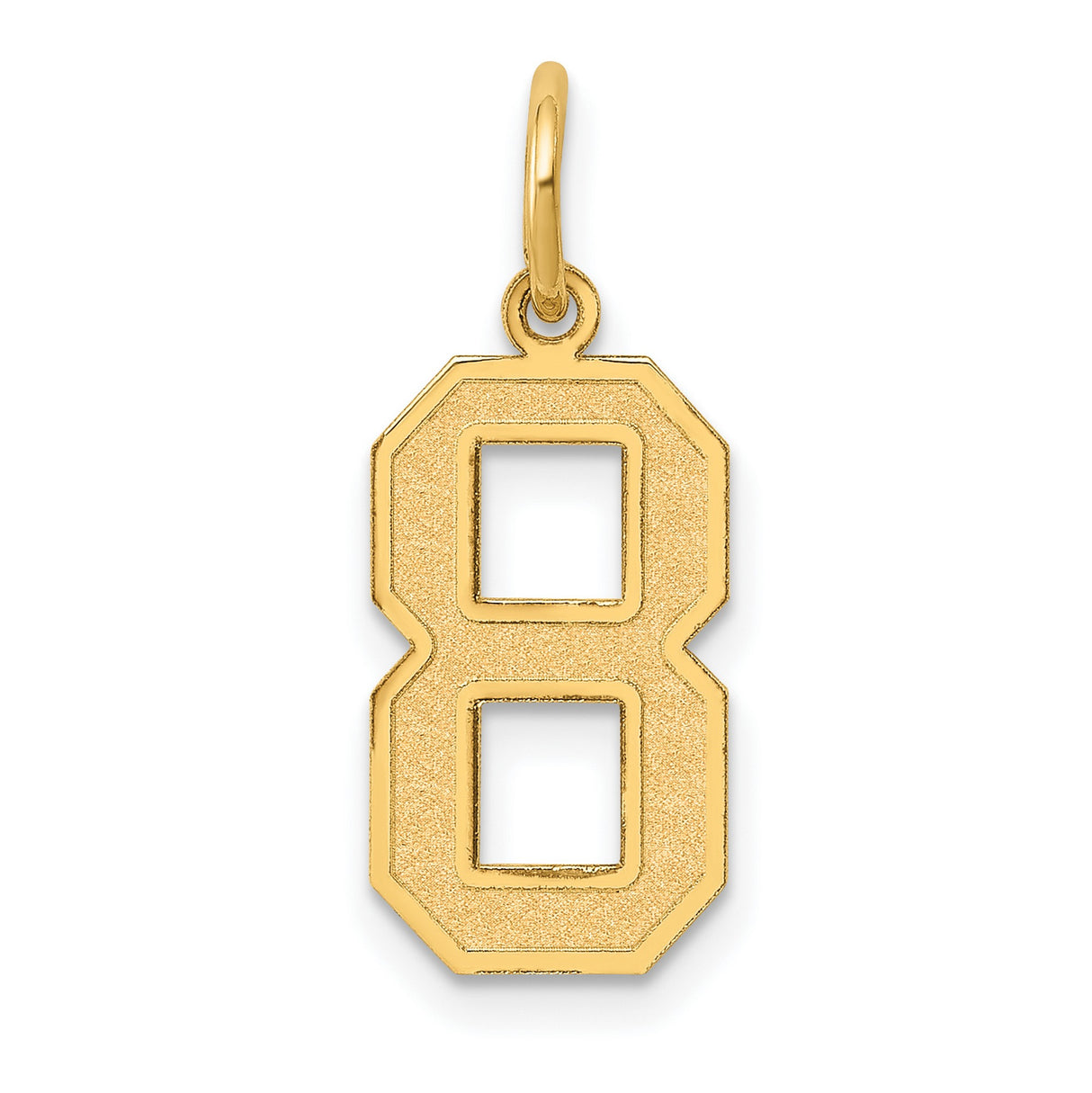 10k Yellow Gold Number 8 Pendant Charm, Textured Block Style Numerology Jewelry