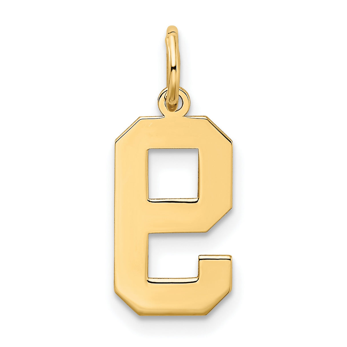 10k Yellow Gold Number 9 Pendant, Textured Block Style Numerology Charm, Unisex Jewelry