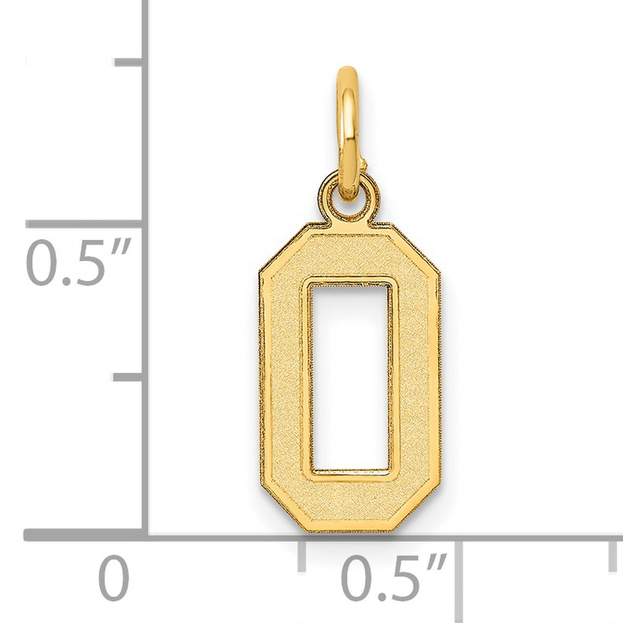 10k Yellow Gold Number 0 Pendant Charm, Block Style Open Design, Unisex Jewelry