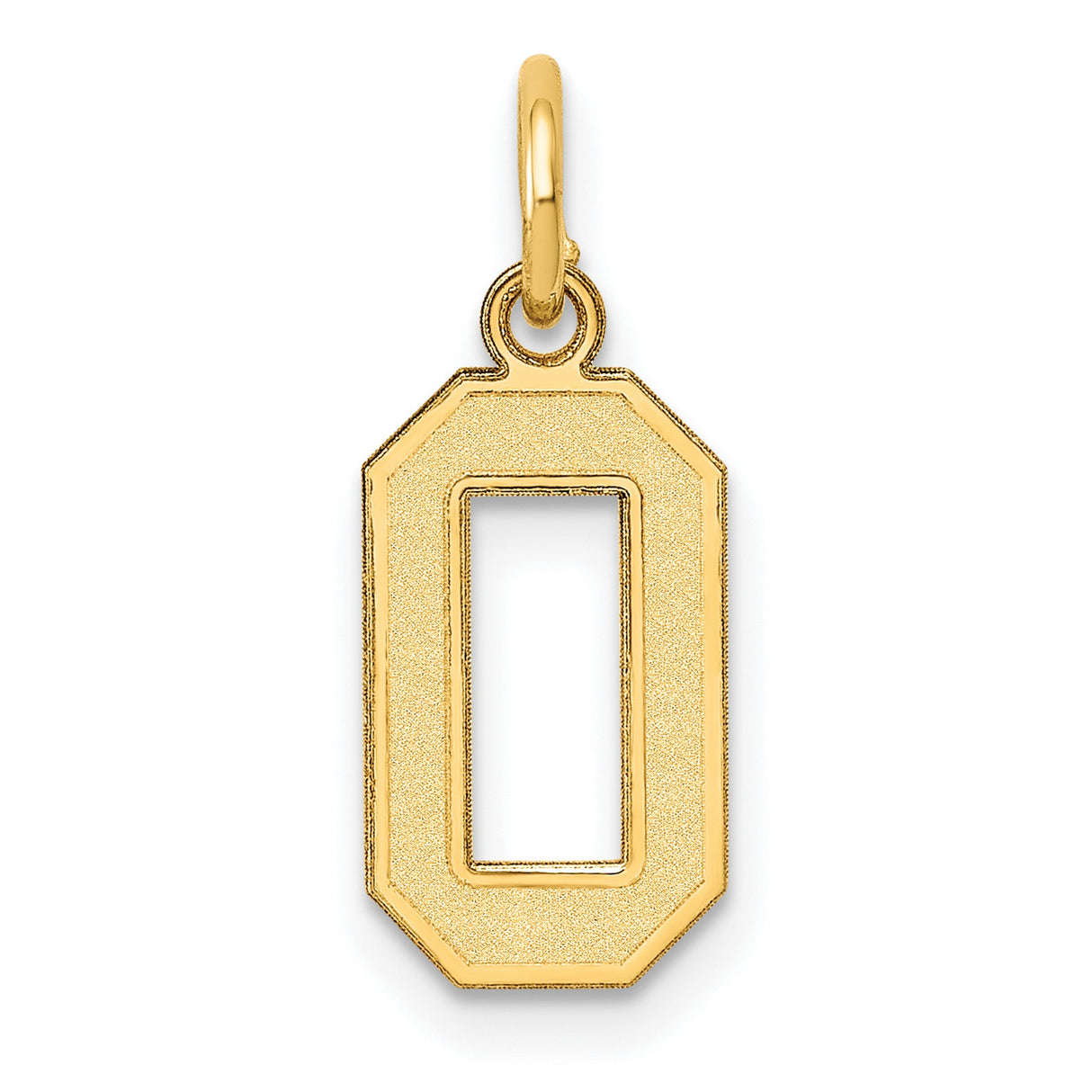 10k Yellow Gold Number 0 Pendant Charm, Block Style Open Design, Unisex Jewelry