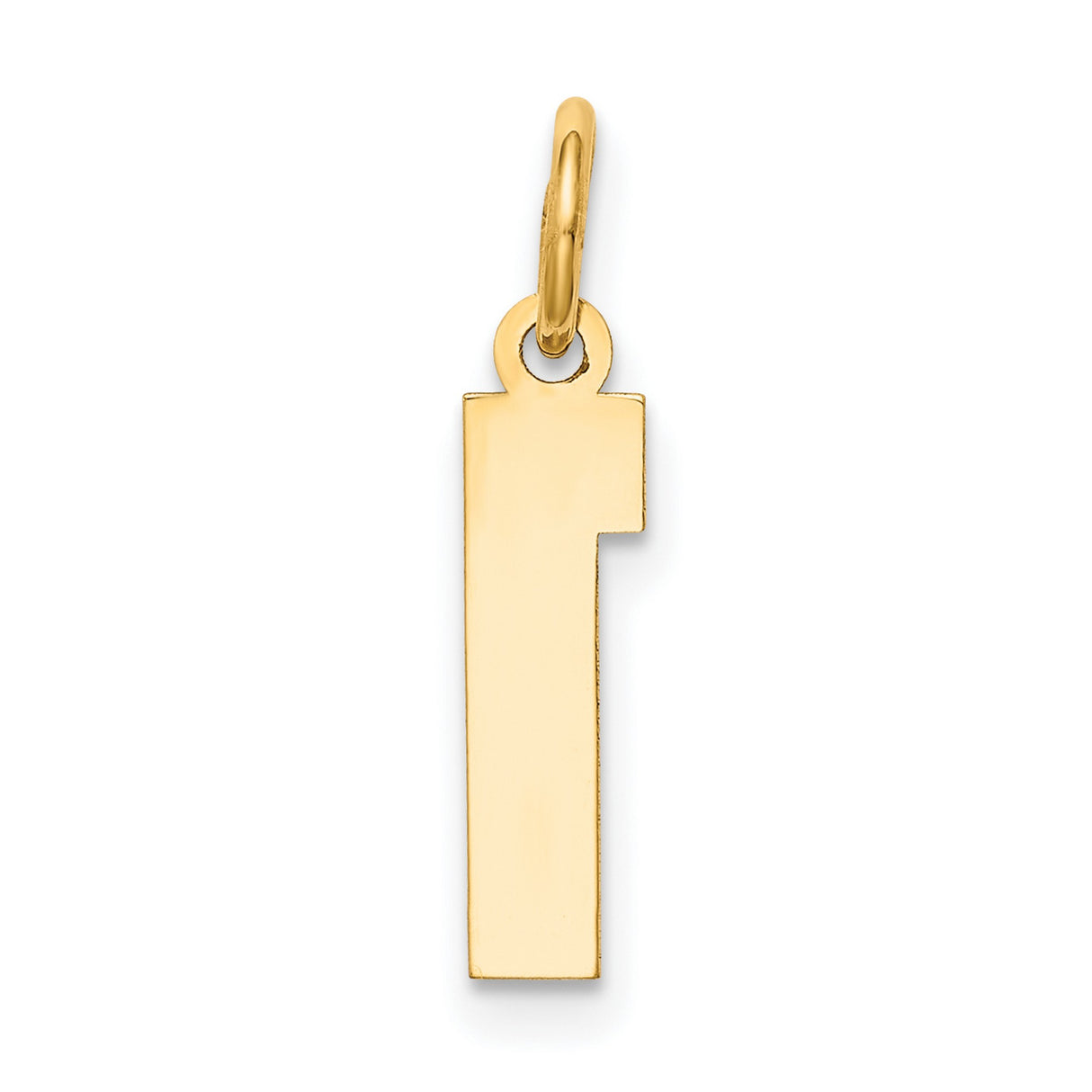 10k Yellow Gold Number One Pendant, Bold Block Numeral Charm for Men and Women