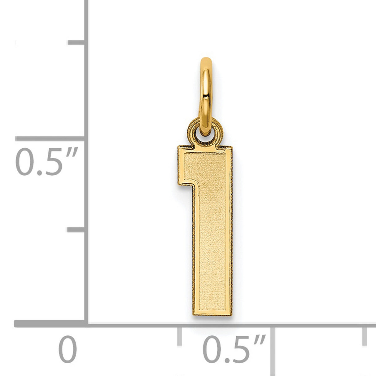 10k Yellow Gold Number One Pendant, Bold Block Numeral Charm for Men and Women