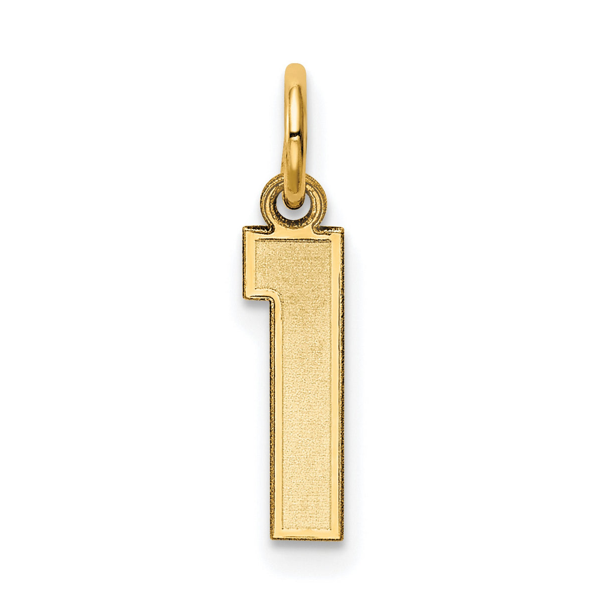10k Yellow Gold Number One Pendant, Bold Block Numeral Charm for Men and Women