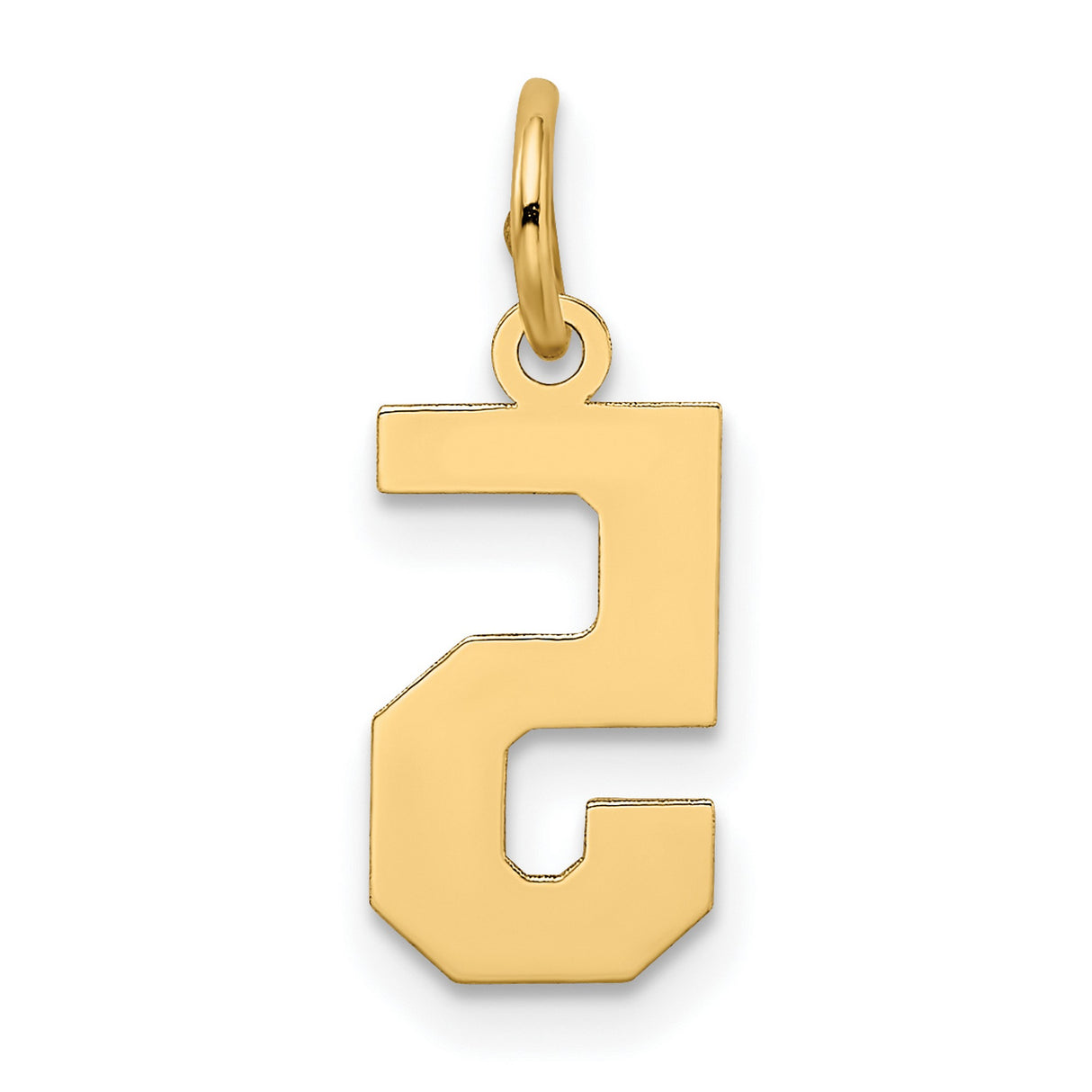10k Yellow Gold Number 5 Charm Pendant, Bold Textured Design for Men and Women