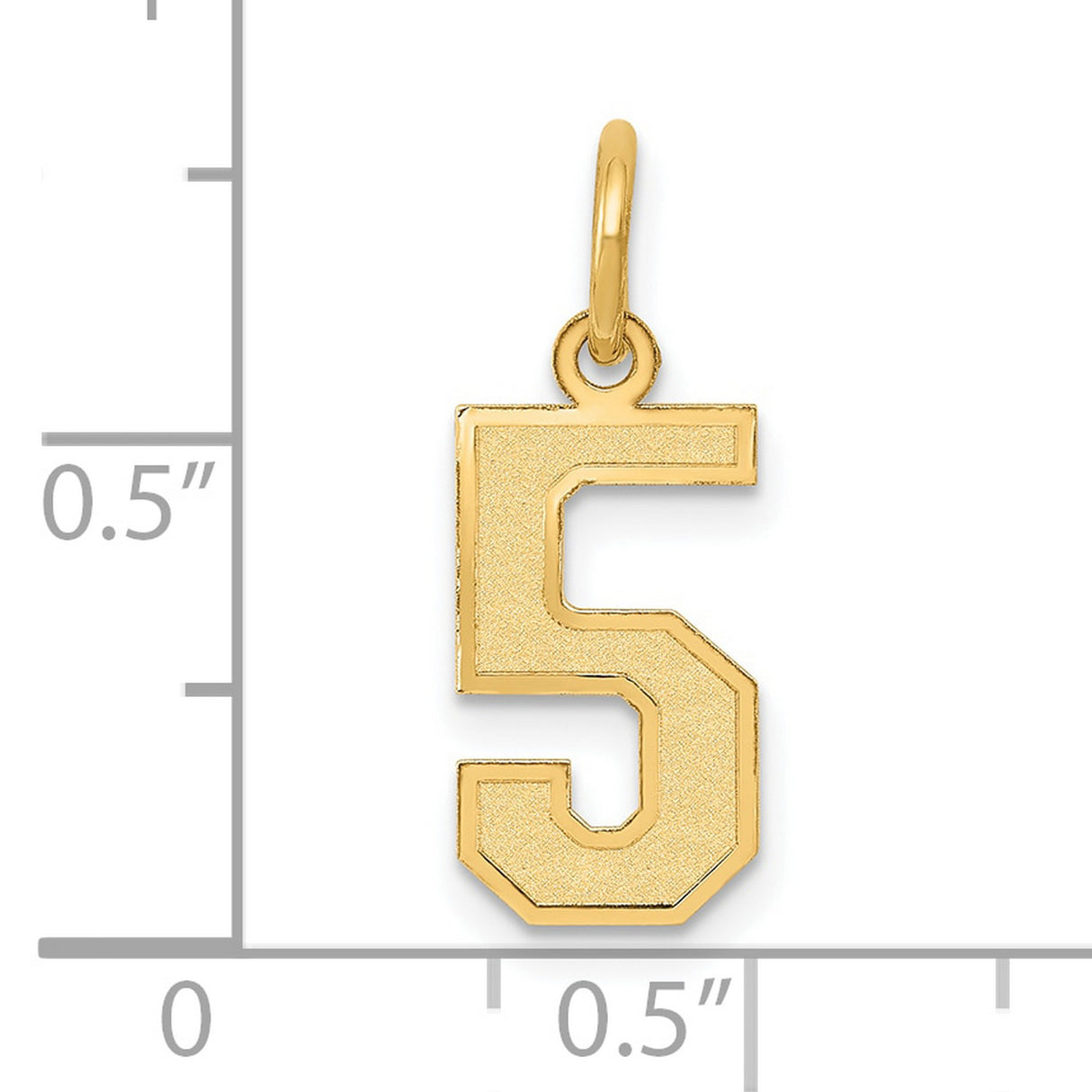 10k Yellow Gold Number 5 Charm Pendant, Bold Textured Design for Men and Women