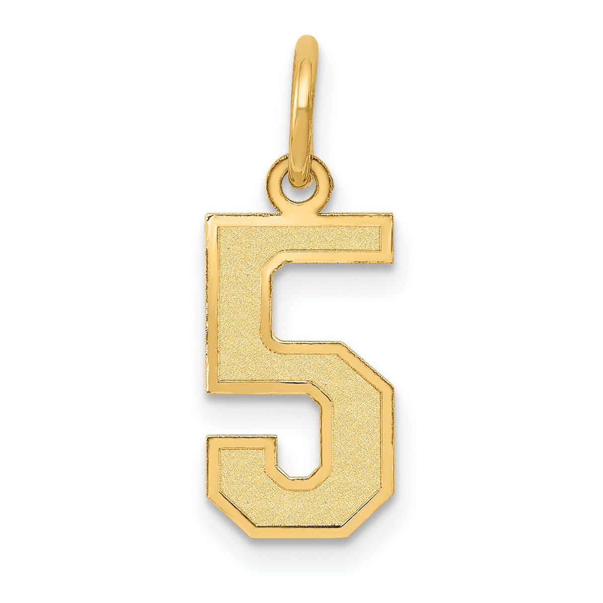 10k Yellow Gold Number 5 Charm Pendant, Bold Textured Design for Men and Women