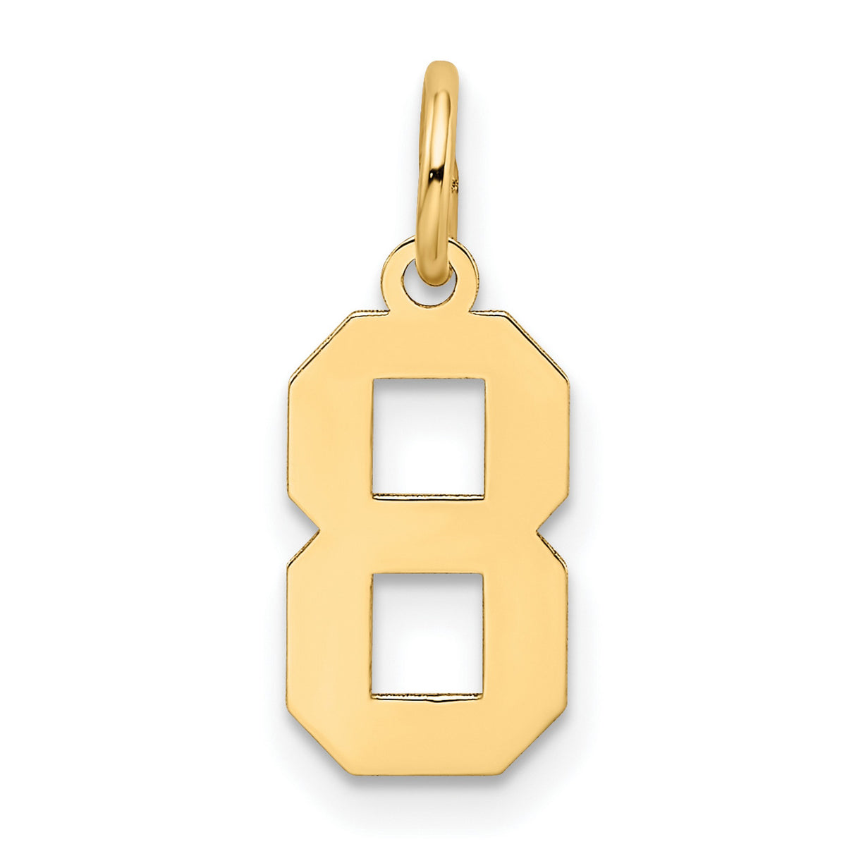 10k Yellow Gold Number 8 Pendant Charm, Block Style Numeral, Unisex Jewelry
