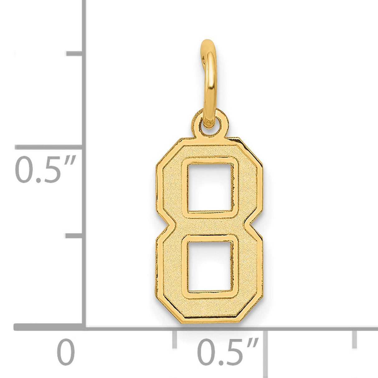 10k Yellow Gold Number 8 Pendant Charm, Block Style Numeral, Unisex Jewelry
