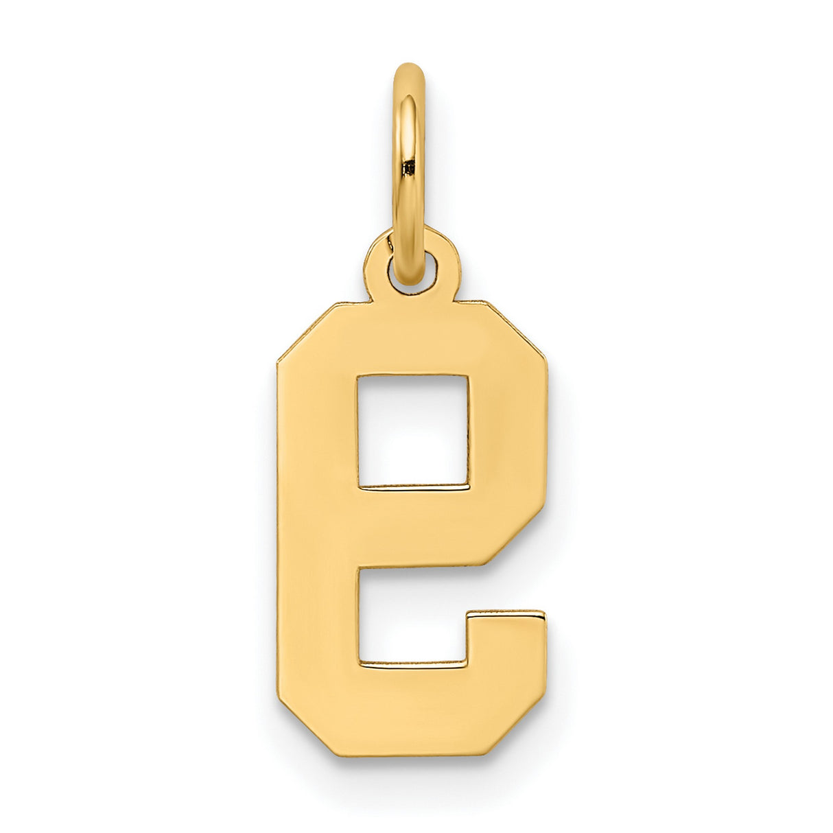 10k Yellow Gold Number 9 Pendant Charm, Bold Block Style, Unisex Sports or Team Jewelry