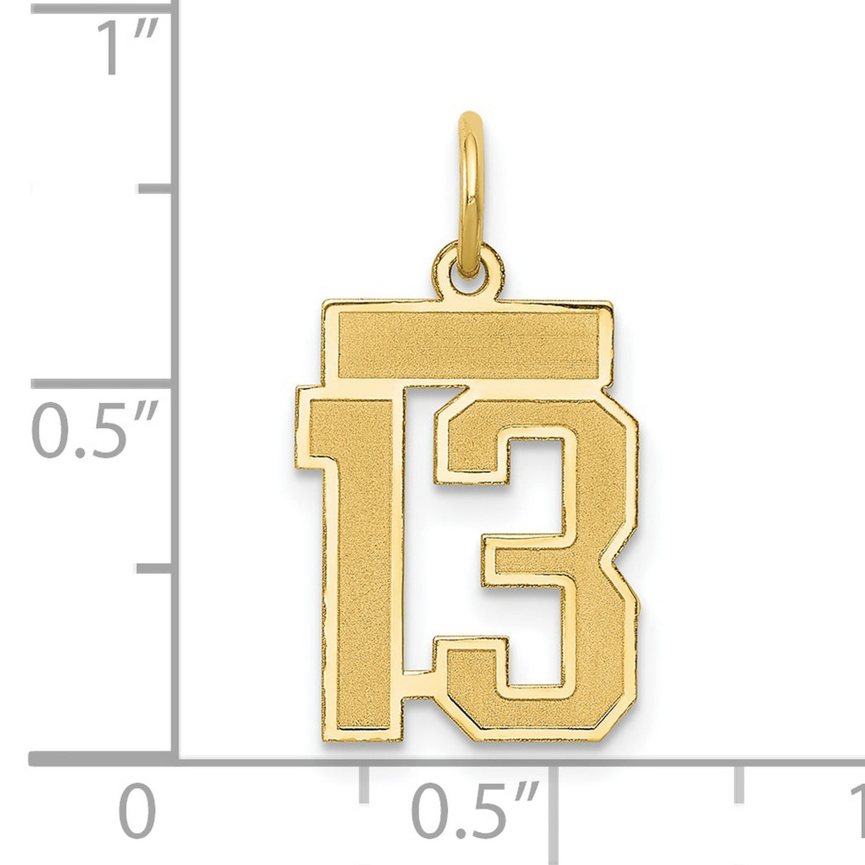 10k Yellow Gold Number 13 Pendant, Bold Block Style Charm, Rebellion and Streetwear Theme