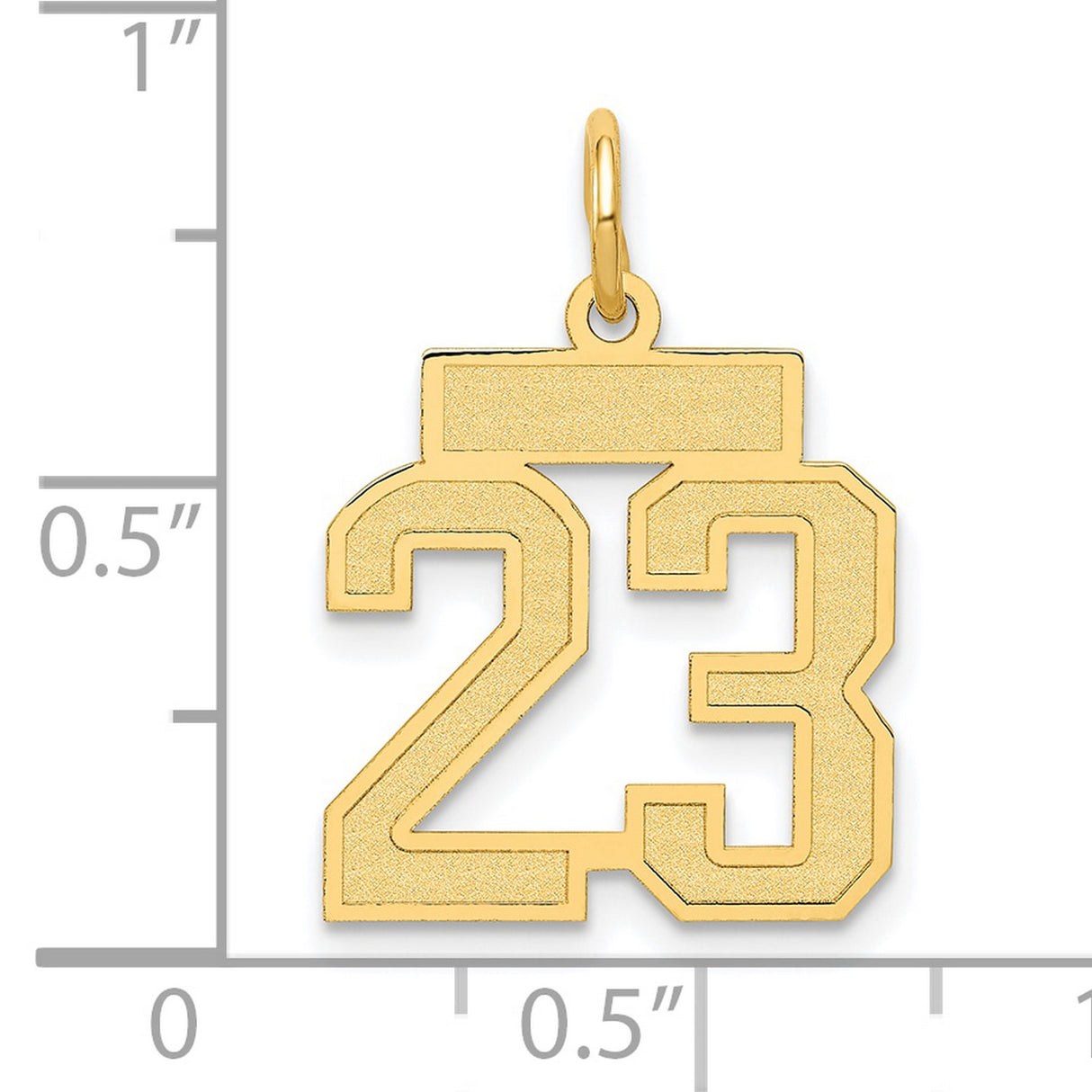 Small Satin Number 23 Charm Pendant in Real 10k Yellow Gold
