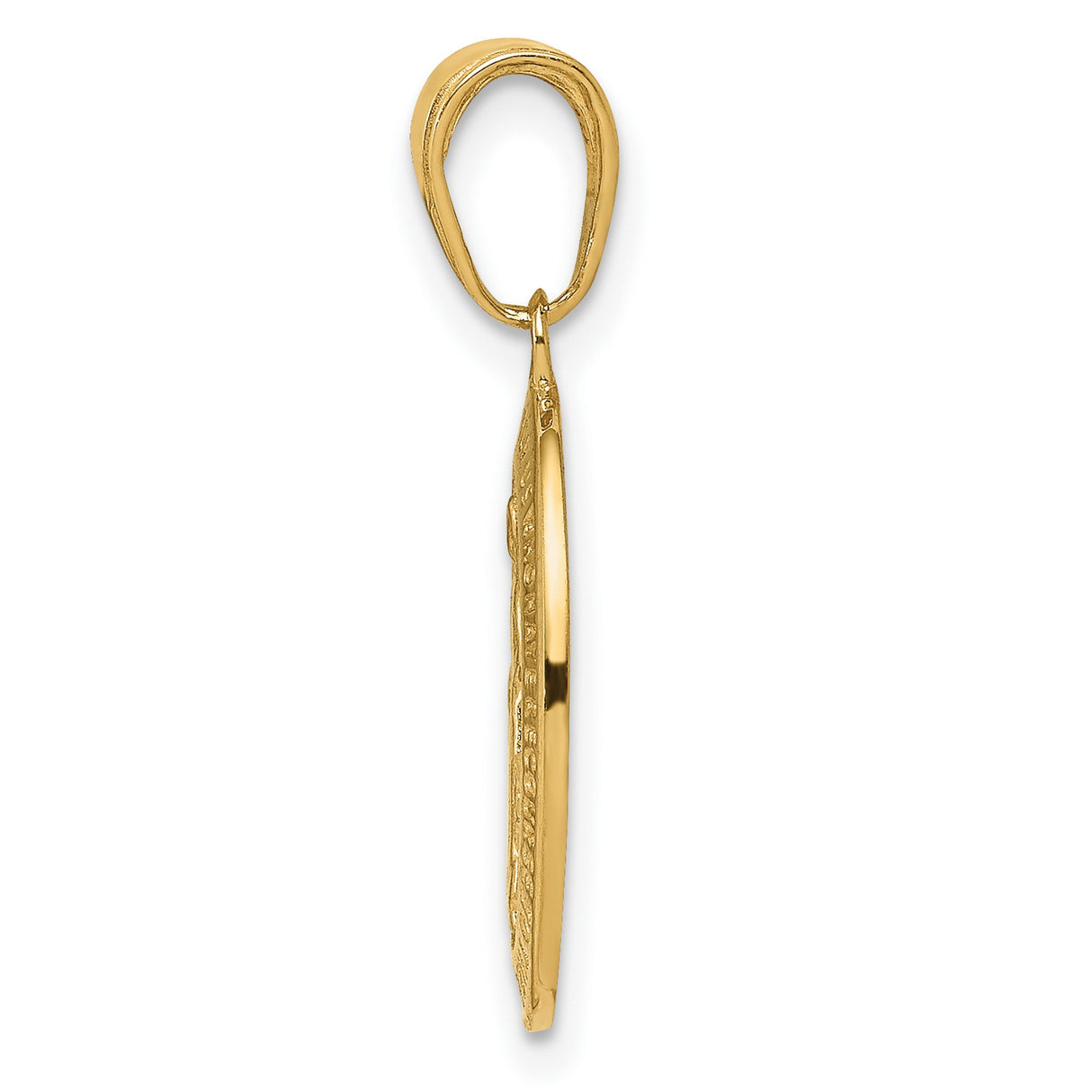 10k Yellow Gold Virgin Mary Miraculous Medal Pendant with Inscription, Catholic Religious Charm