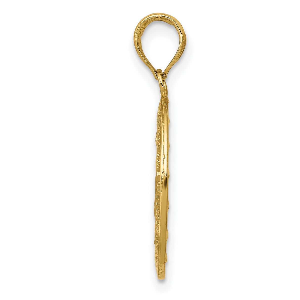 10k Yellow Gold Miraculous Medal Pendant Featuring Virgin Mary and Catholic Inscription