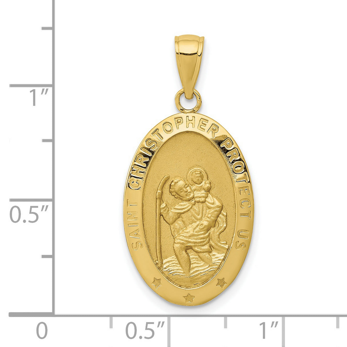 10k Yellow Gold Saint Christopher Oval Medal Pendant, Travel Protection Religious Charm