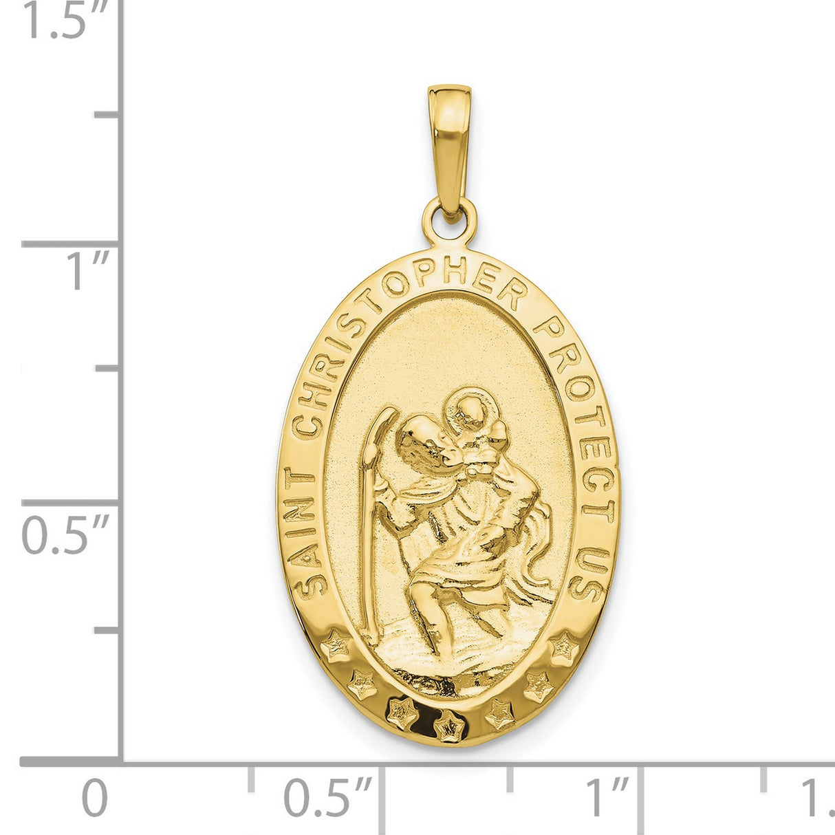 10k Yellow Gold Saint Christopher Oval Medallion Pendant with Textured Design