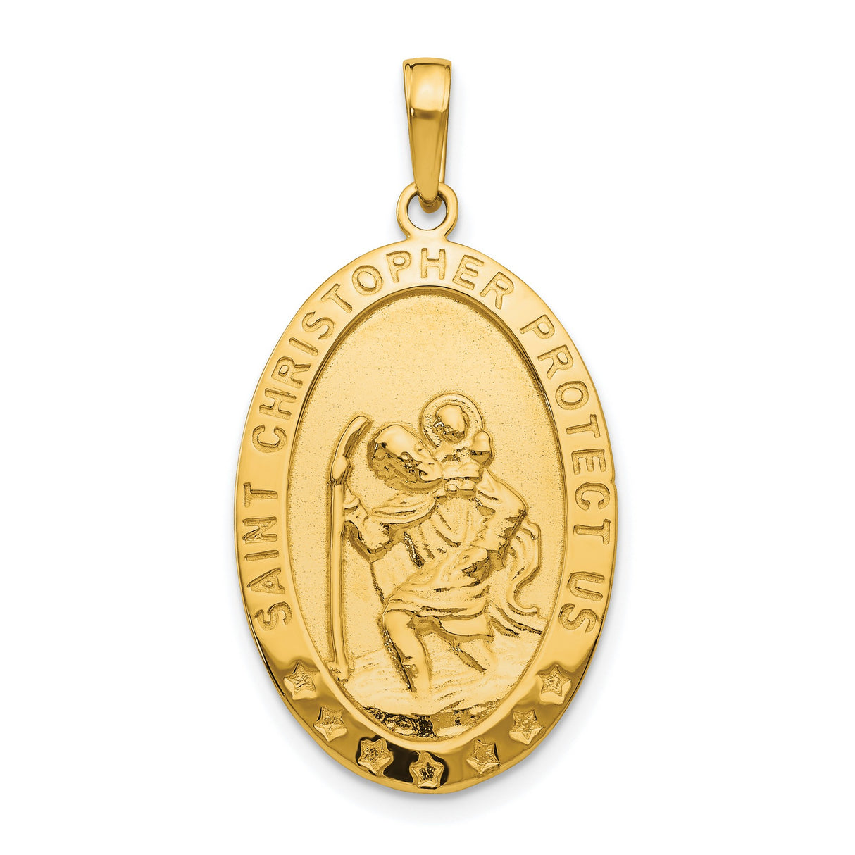 10k Yellow Gold Saint Christopher Oval Medallion Pendant with Textured Design