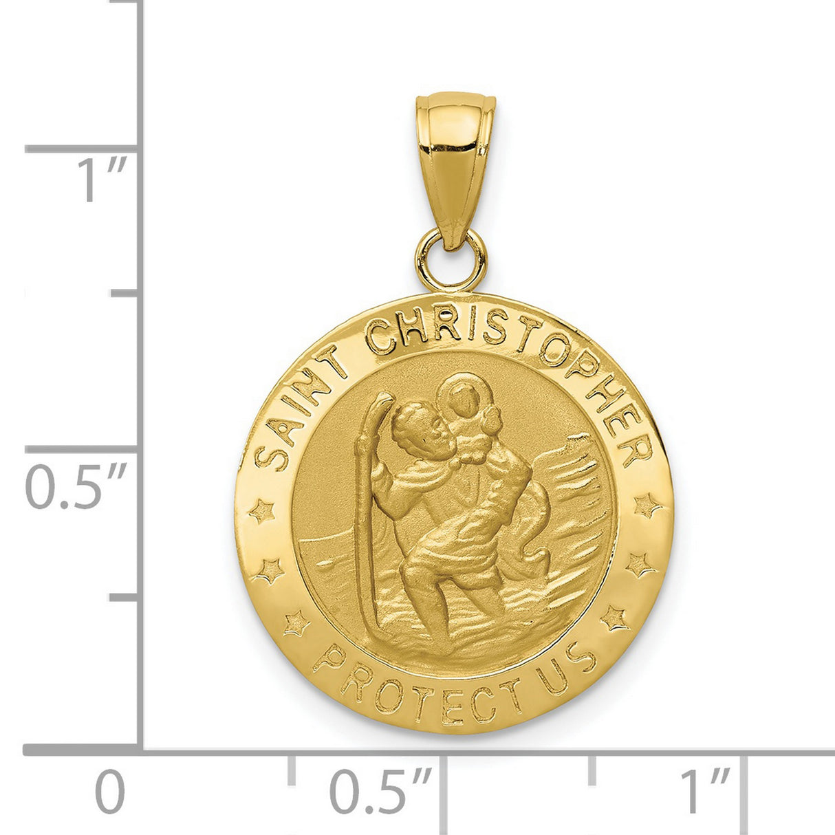10k Yellow Gold Saint Christopher Medallion Pendant, Religious Travel Protection Charm