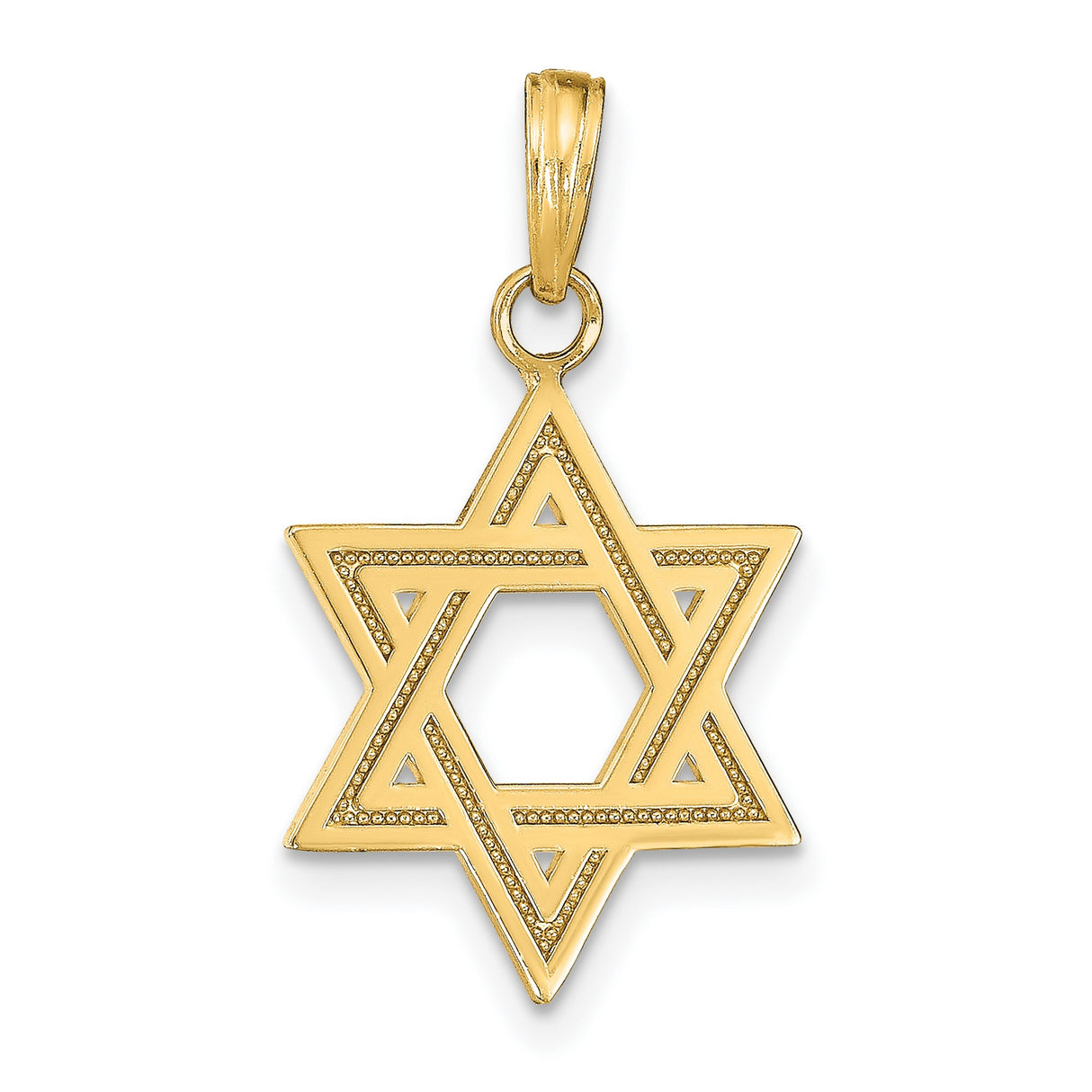10k Yellow Gold Star of David Pendant, Openwork Design Jewish Symbol for Women or Unisex Wear