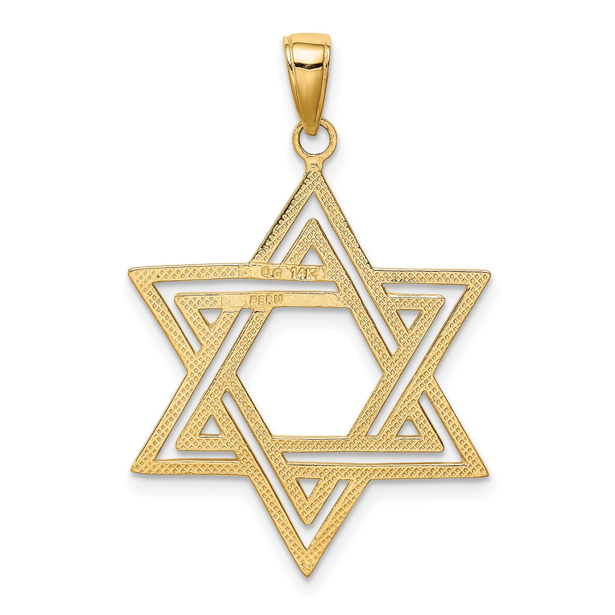 10k Yellow Gold Star of David Pendant with Interlocking Triangle Design