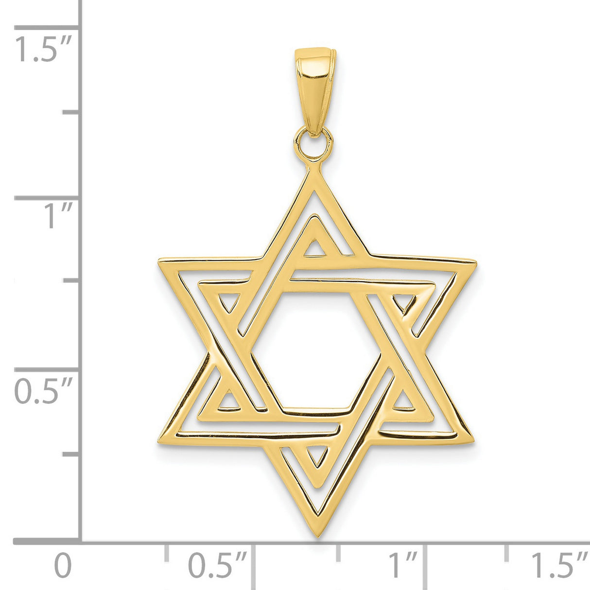 10k Yellow Gold Star of David Pendant with Interlocking Triangle Design