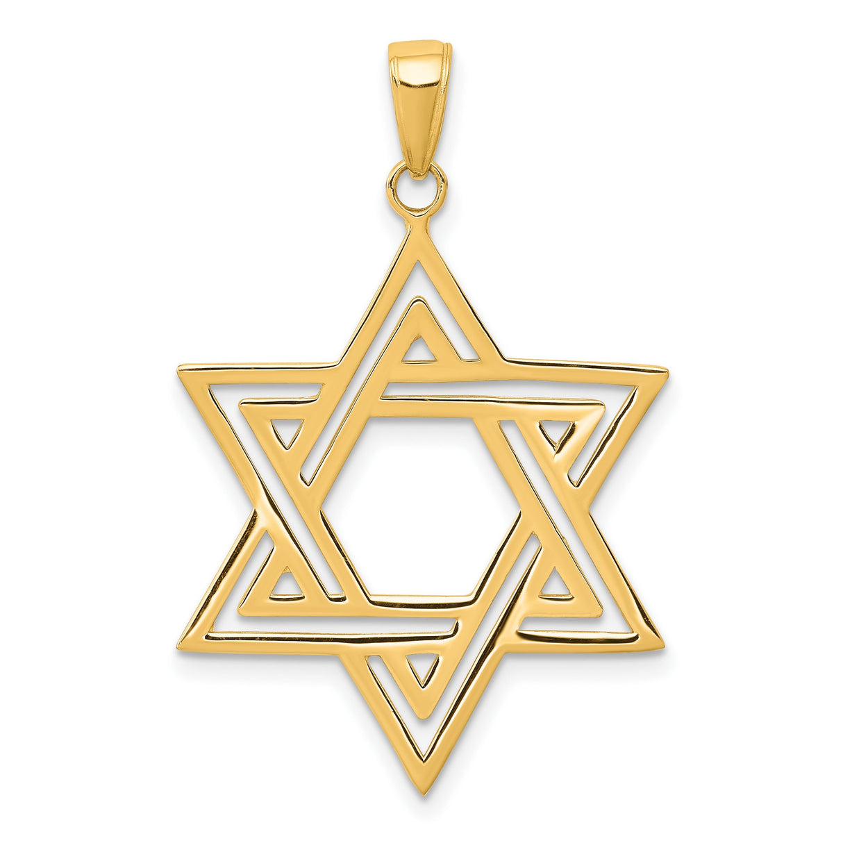 10k Yellow Gold Star of David Pendant with Interlocking Triangle Design