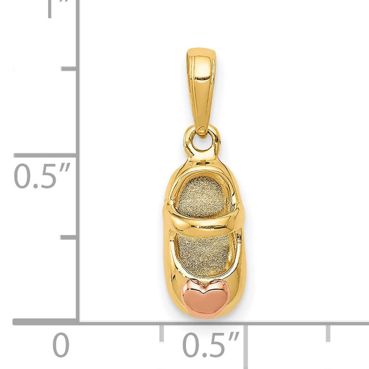 10k Two-Tone Gold Baby Shoe Pendant with Rose Gold Heart Detail, Motherhood Symbol
