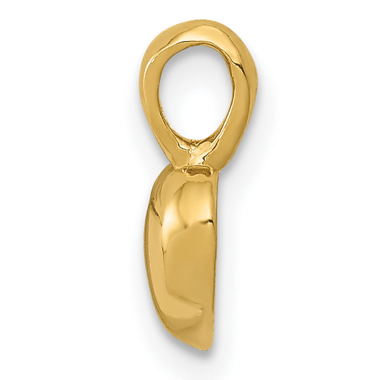 10k Yellow Gold Heart Pendant, Polished Puffed Charm with Smooth Finish for Women