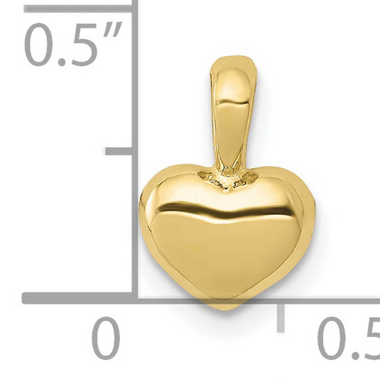 10k Yellow Gold Heart Pendant, Polished Puffed Charm with Smooth Finish for Women