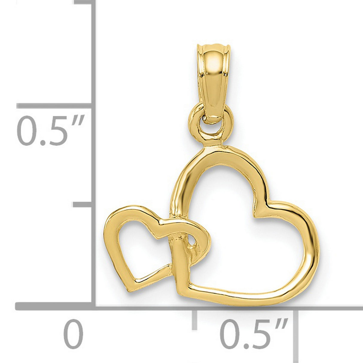 10k Yellow Gold Heart Pendant with Interlocking Open Hearts, Symbol of Love and Connection