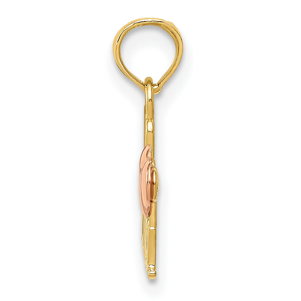 10k Two-Tone Gold Nana Pendant with Heart Accent, Yellow and Rose Gold Script Charm