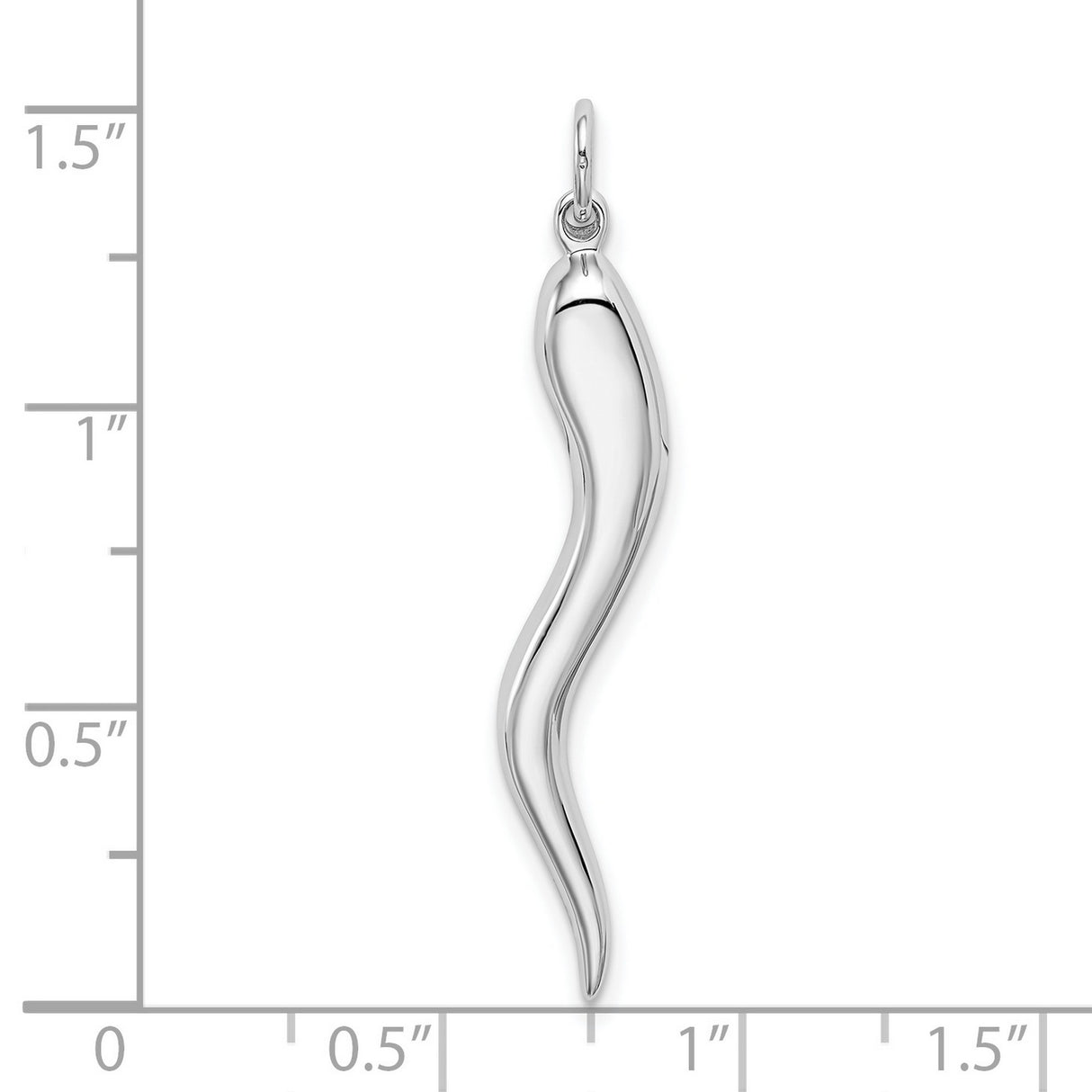 10k White Gold Horn Pendant, Italian Cornicello Talisman for Protection and Good Luck