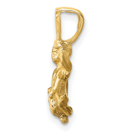 10k Yellow Gold Angel Pendant with Outstretched Wings, Cherub Design, Religious Theme