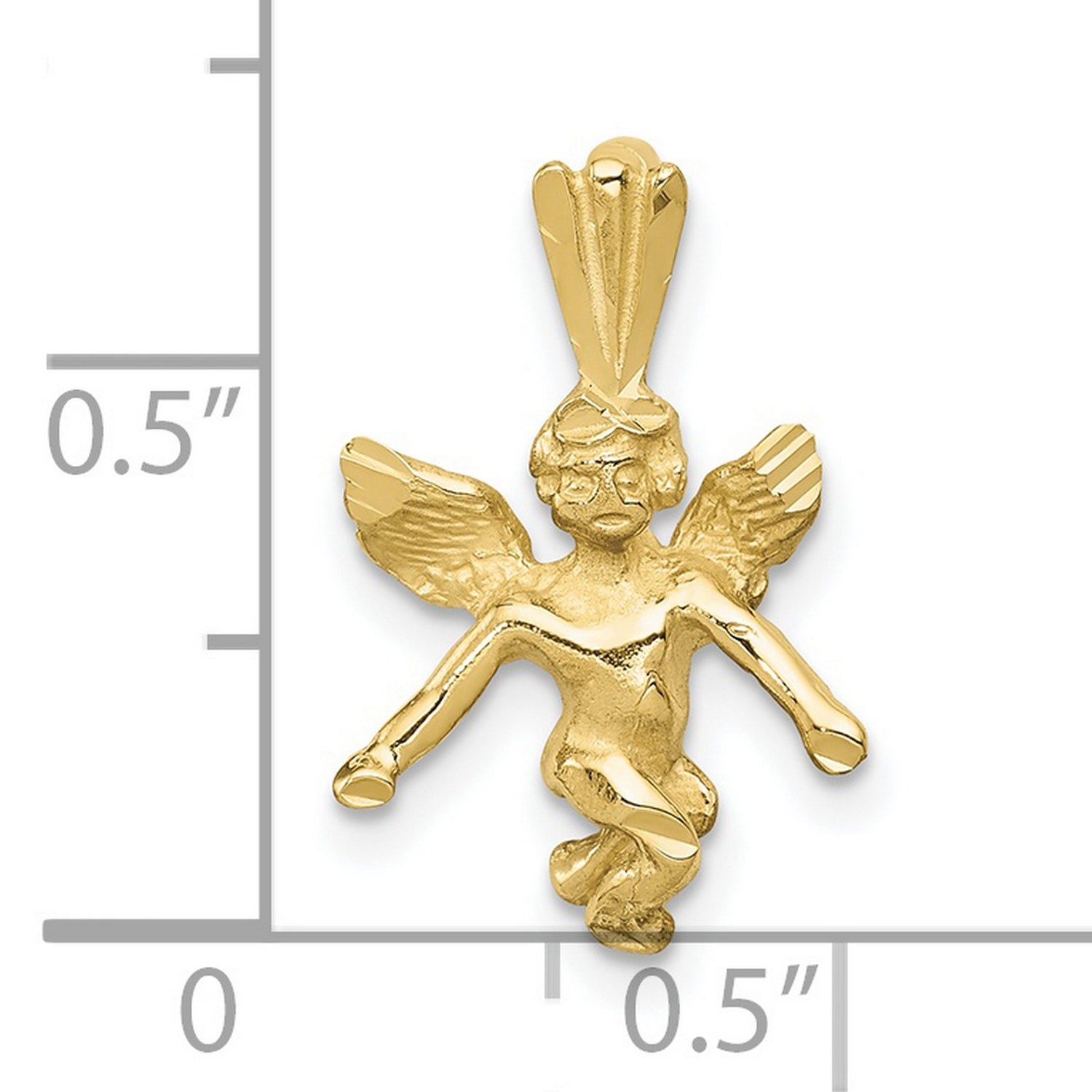 10k Yellow Gold Angel Pendant with Outstretched Wings, Cherub Design, Religious Theme