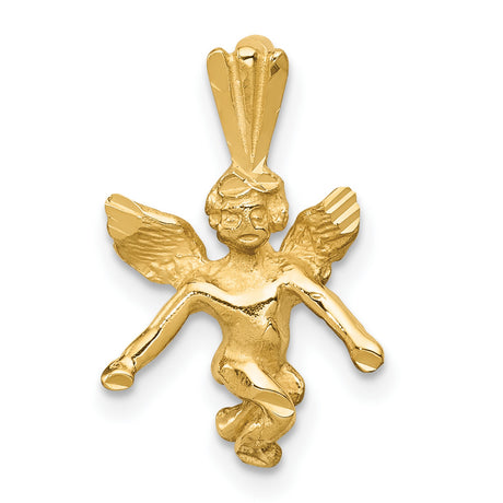 10k Yellow Gold Angel Pendant with Outstretched Wings, Cherub Design, Religious Theme