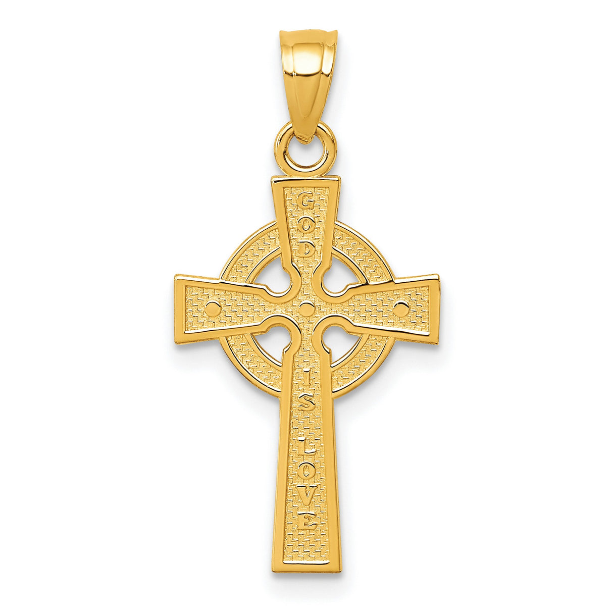 10k Yellow Gold Celtic Cross Pendant, Reversible Textured Religious Jewelry for Men and Women