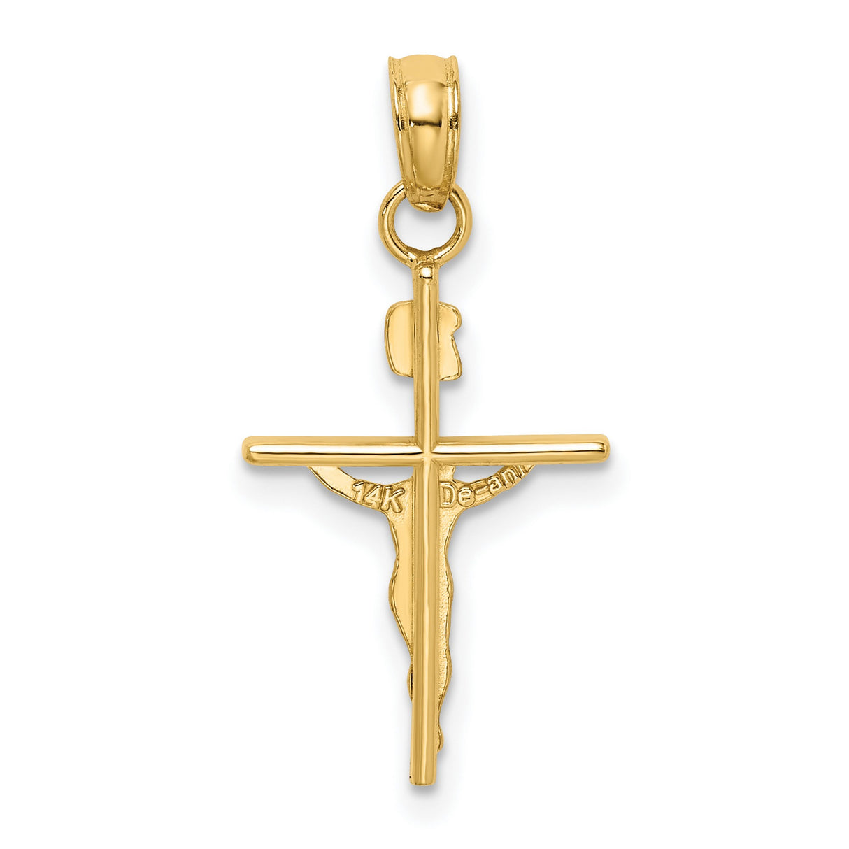10k Multi-Tone Gold Crucifix Pendant, INRI Christian Cross Charm, Religious Jewelry for Men and Women