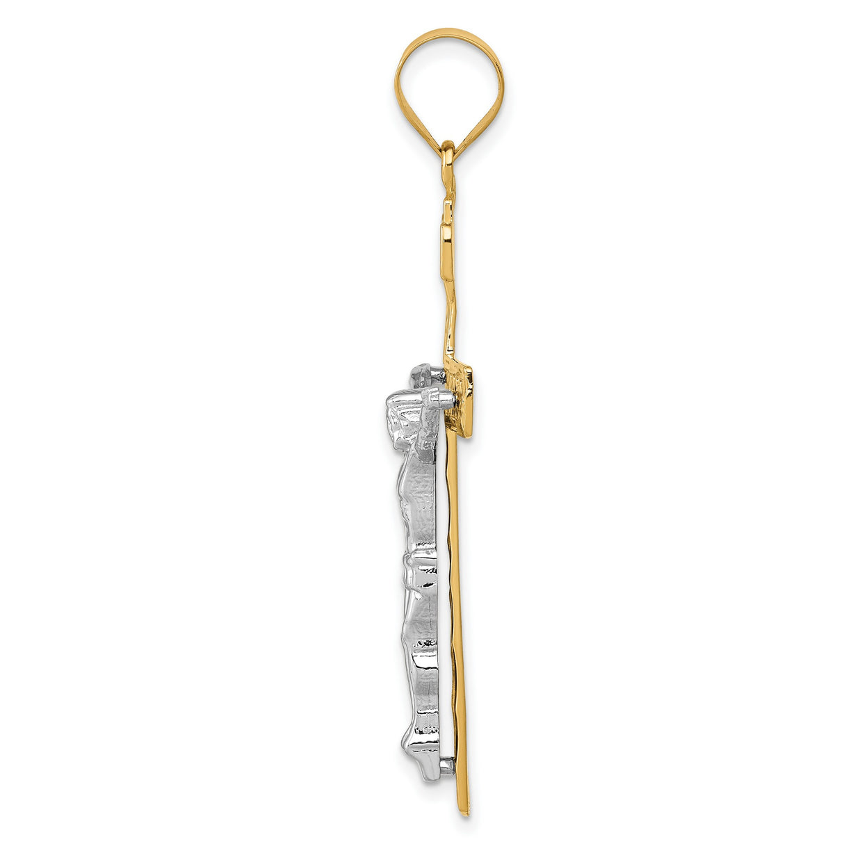 10k Two-Tone Gold Crucifix Pendant with INRI Jesus Figure, Christian Cross Design