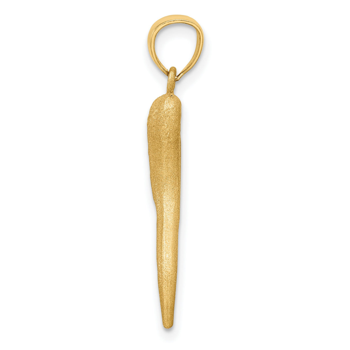 10k Yellow Gold Cornicello Pendant, Italian Horn Amulet for Evil Eye Protection