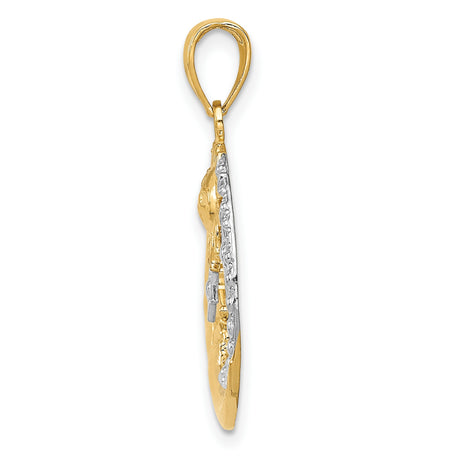 10k Multi-Tone Gold Celestial Pendant with Sun, Moon Face, and Stars