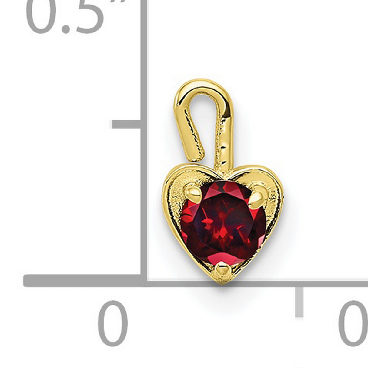 10k Yellow Gold Heart Pendant with Garnet Birthstone, Romantic Minimalist Jewelry for Women